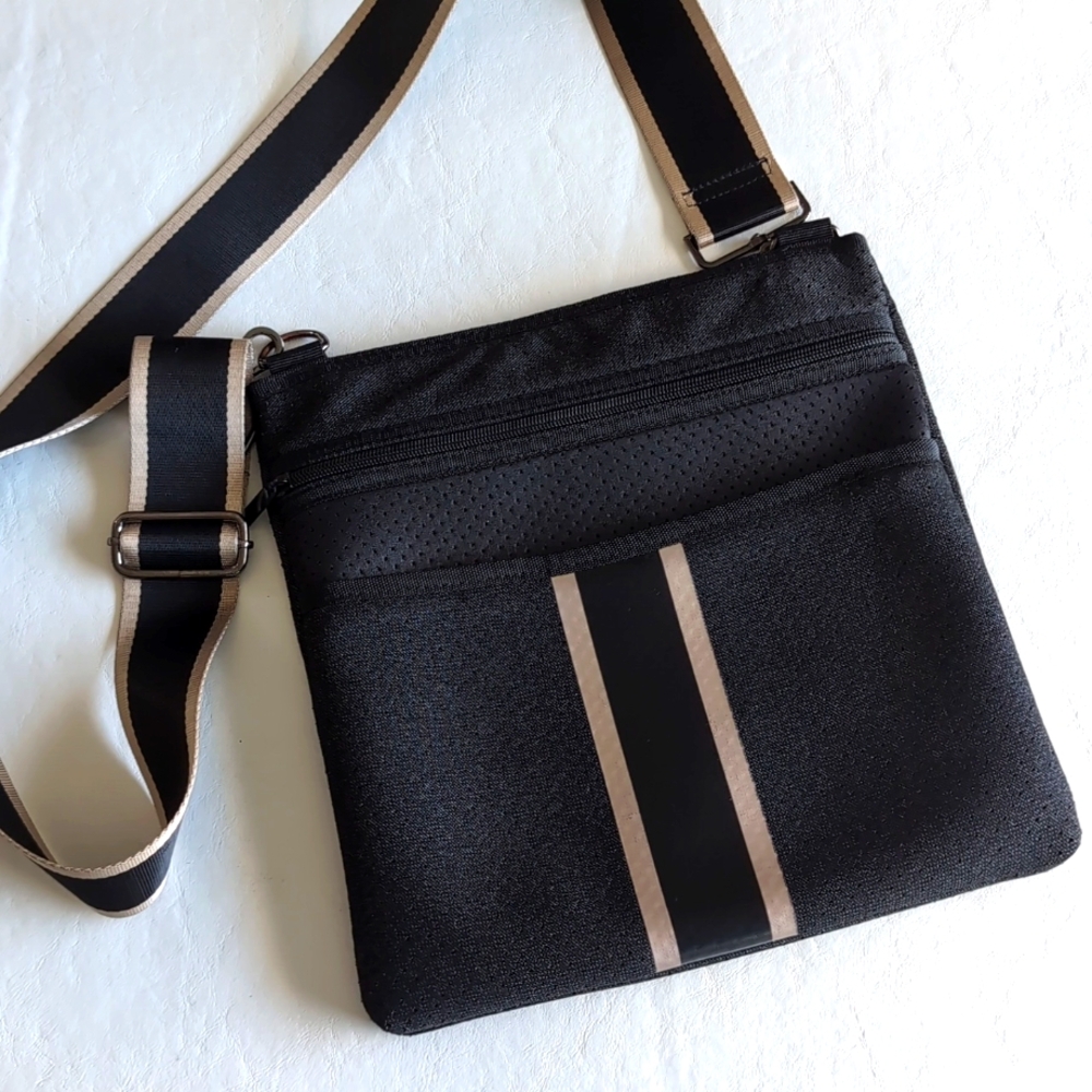 Haute Shore Blake & Tan Chic Neoprene Crossbody Adjustable Strap Bag